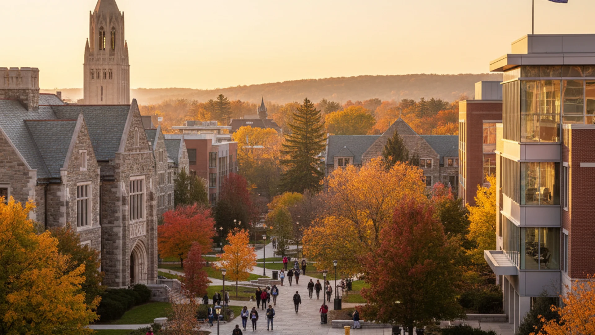 University of Michigan campus with Great Lakes backdrop and modern data science facilities
