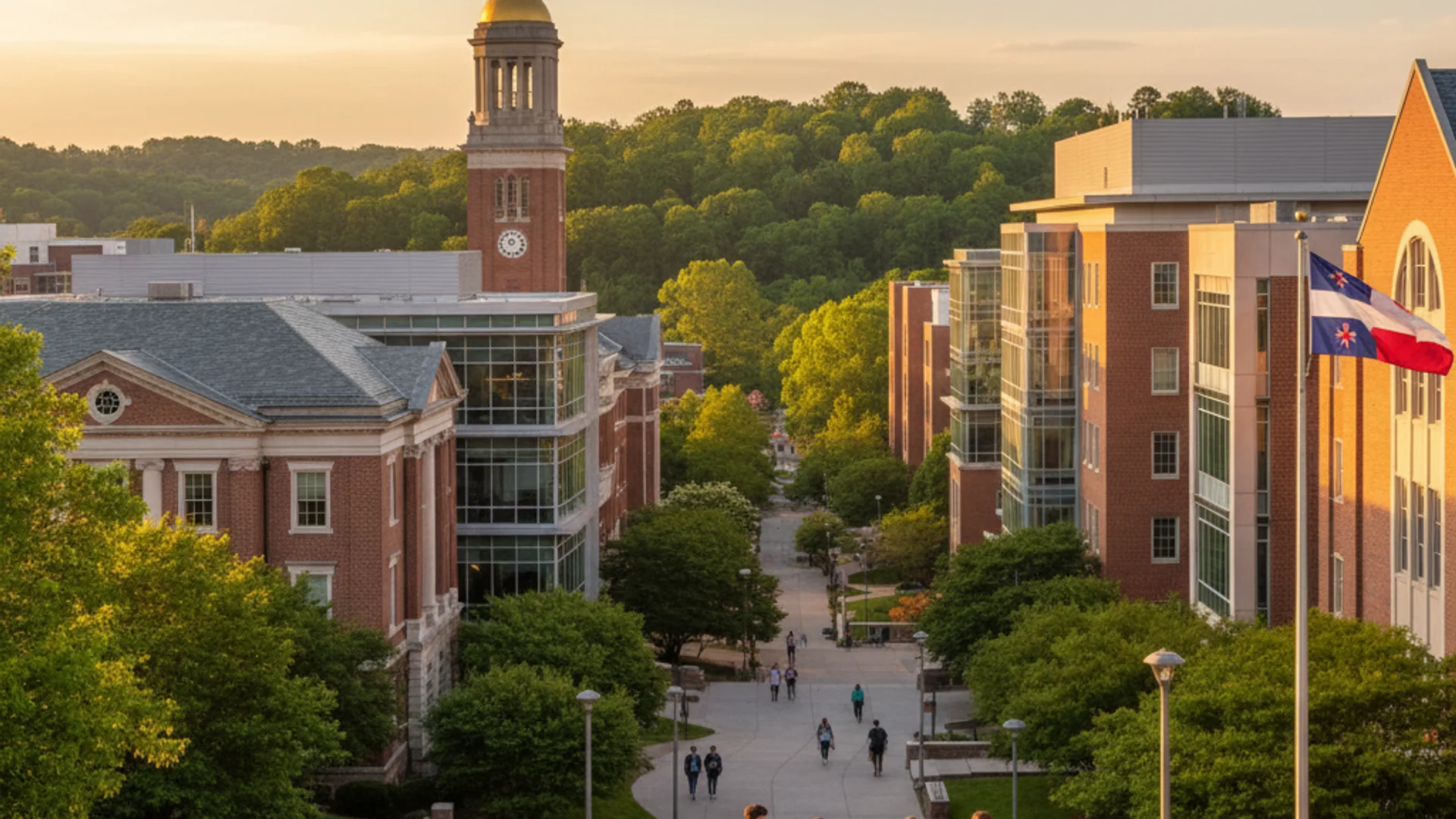 Georgia university campus with Southern architecture and modern tech facilities