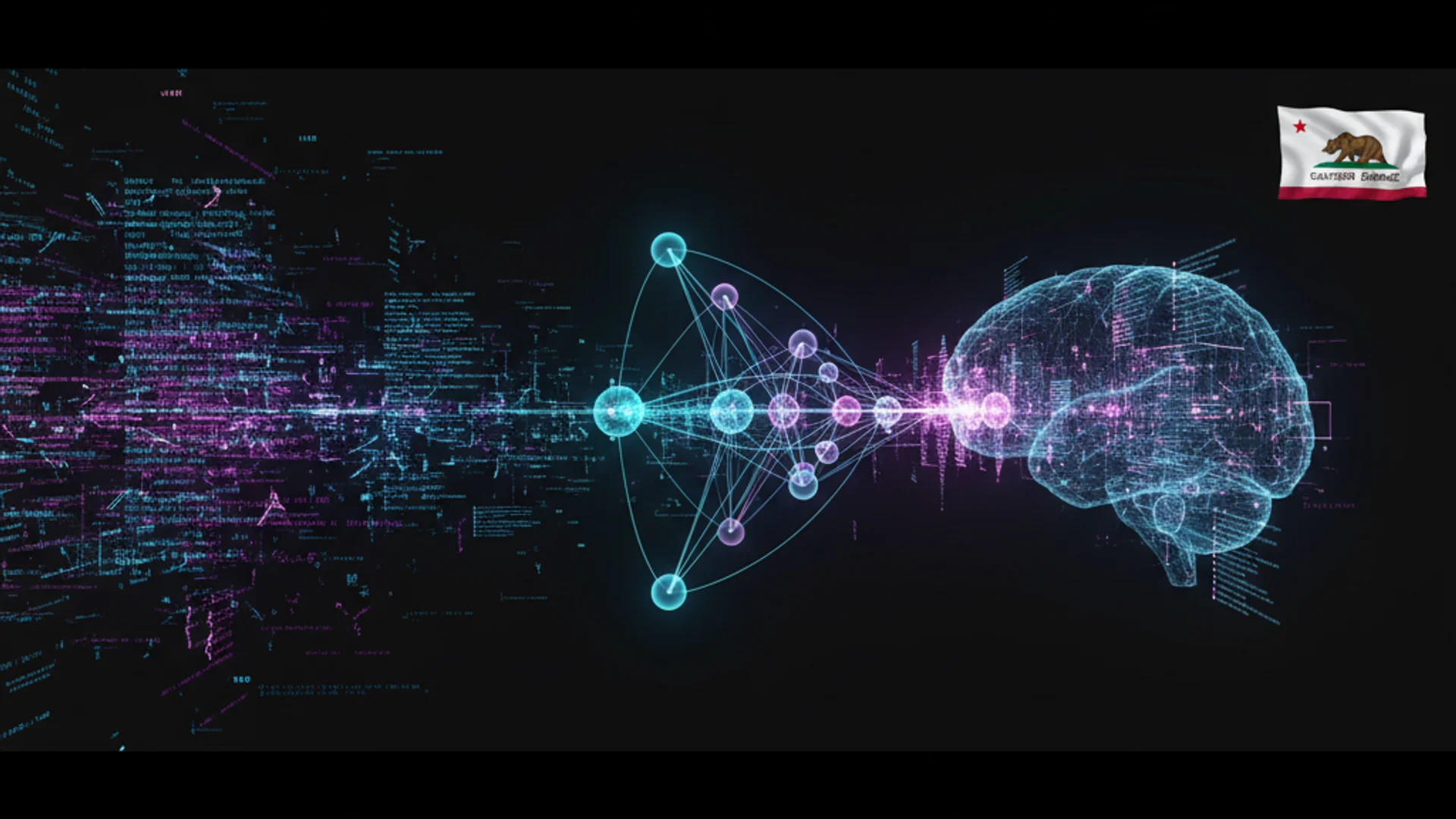 Abstract visualization of neural network optimization with performance metrics and data flow patterns